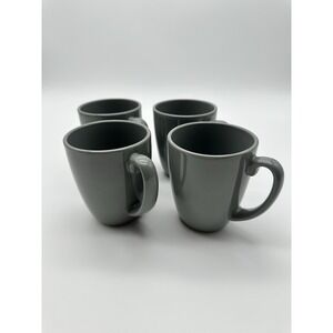 Set Of 4 Corelle Coordinates Stoneware Solid Gray Coffee Tea Mugs Cups in EUC